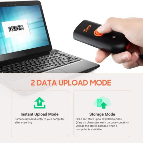 Tera Mini Tragbarer 1D-CCD-Barcodescanner – Bluetooth-, 2,4-GHz-Funk- und USB-Anschluss