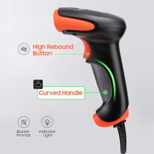 Tera 1861 1D CCD Kabelgebundener Barcode-Scanner – USB Plug & Play, schneller und präziser Scanner mit stoßfester Silikonhülle