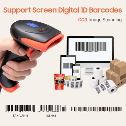 Tera 1861 1D CCD Kabelgebundener Barcode-Scanner – USB Plug & Play, schneller und präziser Scanner mit stoßfester Silikonhülle