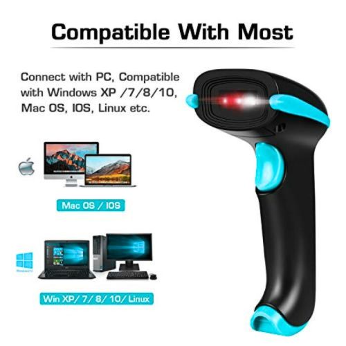 Tera T5100 2D Kabelloser Barcode-Scanner mit Halterung – Hellblau