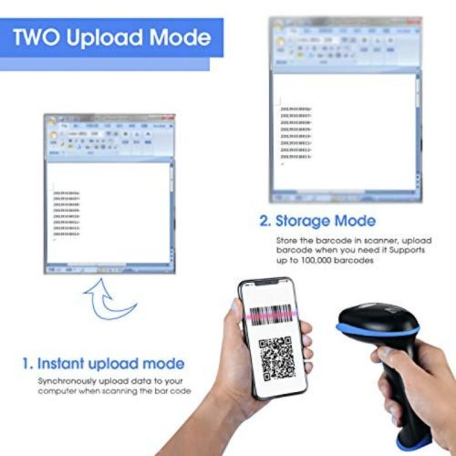 Tera T5100 2D Kabelloser Barcode-Scanner mit Halterung – Hellblau