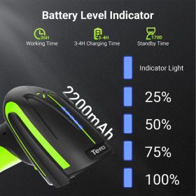   Tera 8100 Kabelloser 1D/2D/QR-Barcodescanner mit Bluetooth und USB-Anschluss, Grün