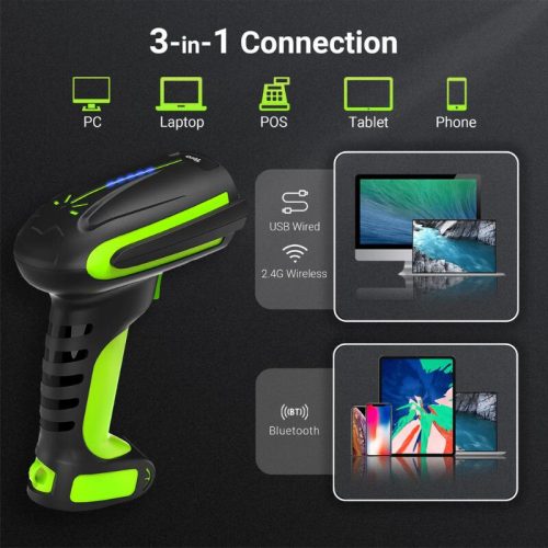 Tera 8100 Kabelloser 1D/2D/QR-Barcodescanner mit Bluetooth und USB-Anschluss, Grün