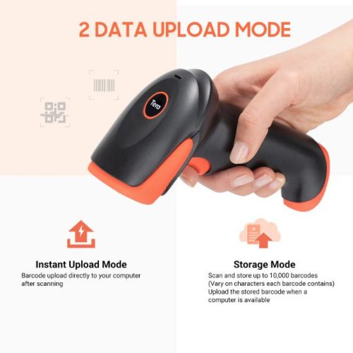 Tera HW0002-O Professioneller kabelloser 1D/2D-Barcodescanner mit USB-Kabel – Orange