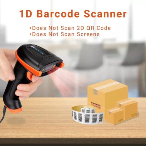 Tera L5100Y EU Kabelgebundener 1D-Barcodescanner – USB-Anschluss, Plug & Play, stoßfestes Design – Orange