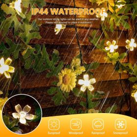   InnooTech Kirschblüten-LED-Lichterkette, 5Meter, solarbetrieben, warmweiß