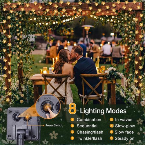 InnooTech Kirschblüten-LED-Lichterkette, 5Meter, solarbetrieben, warmweiß