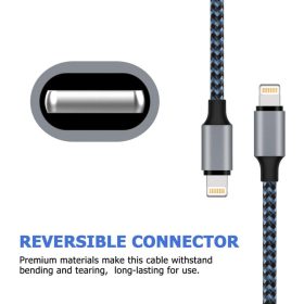   Apple MFi-zertifiziertes iPhone-Ladegerät aus geflochtenem Nylon 5 Stück: 1m + 2 m / 3 Stück + 3 m (Tiefblau und Schwarz)