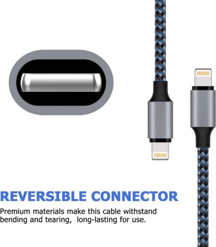 Apple MFi-zertifiziertes iPhone-Ladegerät aus geflochtenem Nylon 5 Stück: 1m + 2 m / 3 Stück + 3 m (Tiefblau und Schwarz)