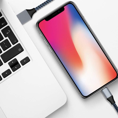 Apple MFi-zertifiziertes iPhone-Ladegerät aus geflochtenem Nylon 5 Stück: 1m + 2 m / 3 Stück + 3 m (Tiefblau und Schwarz)