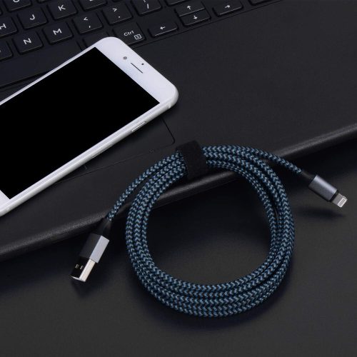 Apple MFi-zertifiziertes iPhone-Ladegerät aus geflochtenem Nylon 5 Stück: 1m + 2 m / 3 Stück + 3 m (Tiefblau und Schwarz)