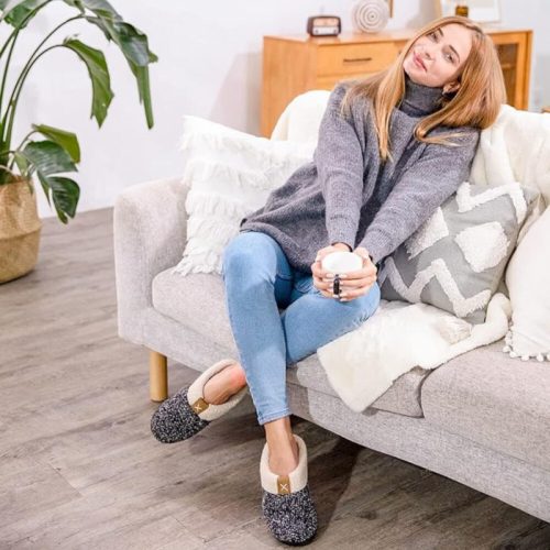 Ultraideas Memory Foam Winter Mamus Größe 46/47 (Schwarz-Weiß)