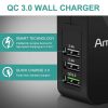 Amoner Schnellladegerät, USB-Netzwerk-Ladegerät, Adapter mit 3 Anschlüssen (schwarz)