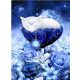 Diamond Painting Nacht mit Blumen- und Katzenmuster 35 x 25 cm