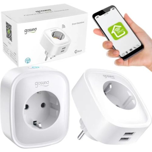 Gosund SP112 Doppel-Smart-Stecker mit WLAN und USB-Anschluss – 2 EU-Steckdosen, Energieüberwachung, Timer