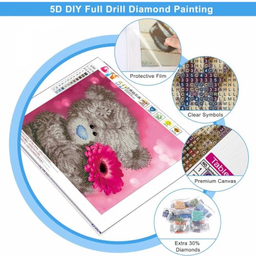 Bshop Diamantgemälde mit Teddybär- und Blumenmuster, 30 x 30 cm