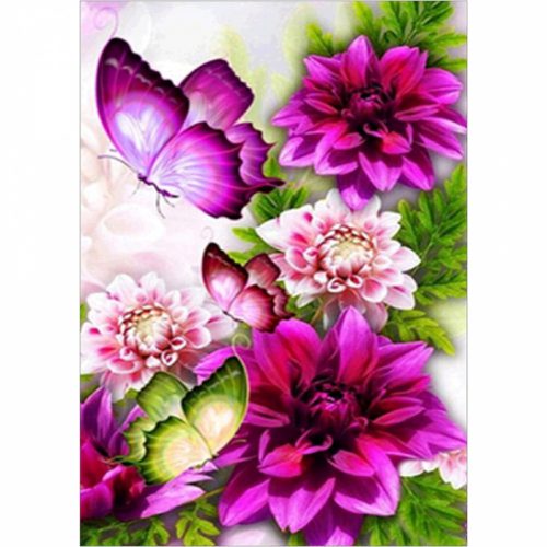Bshop Diamantmalerei Blumen und Schmetterlinge 30 x 40 cm