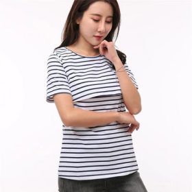   Umstands-Kurzarm-Stilltop für den Sommer XL (schwarz-weiß gestreift)