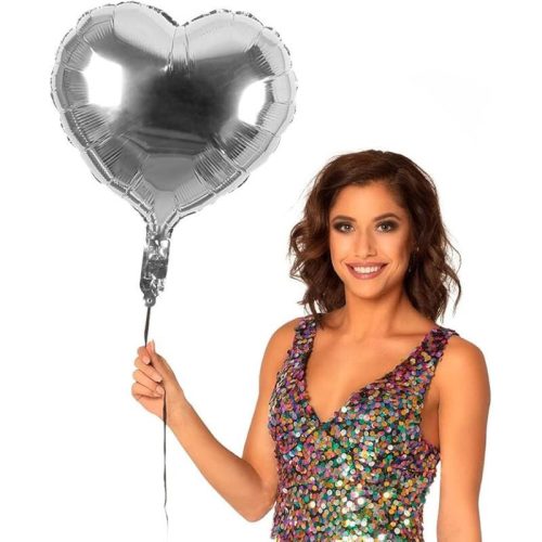 Herzförmige silberne Folienballons (30 Stück)