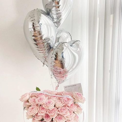 Herzförmige silberne Folienballons (30 Stück)