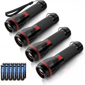   Fulighture Tragbare kleine Taschenlampe mit 12 Batterien 4 Stk