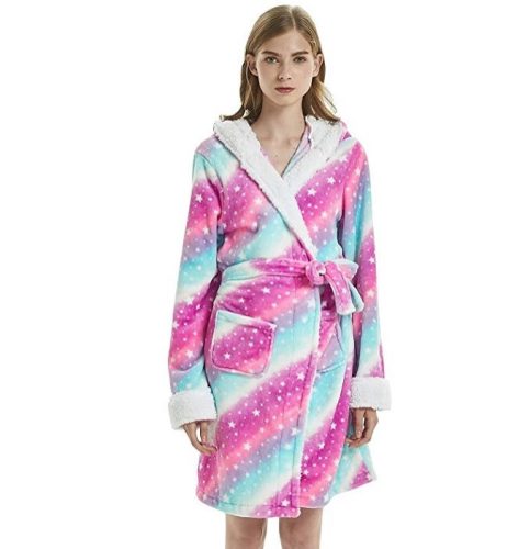YisiNP Star Unicorn Bademantel M (Lila-Blau)