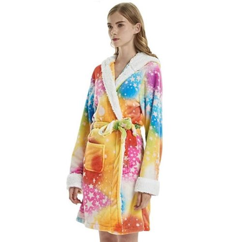 YisiNP Star Unicorn Bademantel M (Regenbogen)