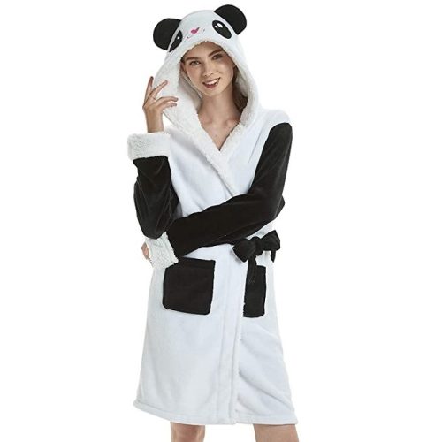 YisiNP Panda Bademantel M (Schwarz-Weiß)