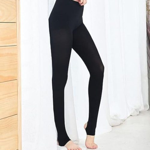 Yulaixuan Fußlose Strümpfe 2 Stück (Beige-Schwarz)