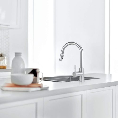 LEPO Einhebel-Wasserhahn für die Küchenspüle, hochgebogen