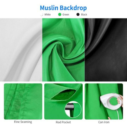 Hakutatz Professionelles Studiobeleuchtungsset mit Hintergrundsystem und Tragetasche