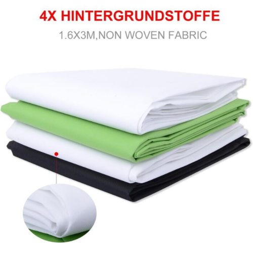 Hakutatz Professionelles Studiobeleuchtungsset mit Hintergrundsystem und Tragetasche