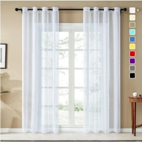   Topfinel-Vorhang halbtransparent, 300 x 240 cm, 2Stück (weiß)