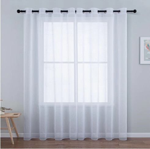 Topfinel-Vorhang halbtransparent, 300 x 240 cm, 2Stück (weiß)