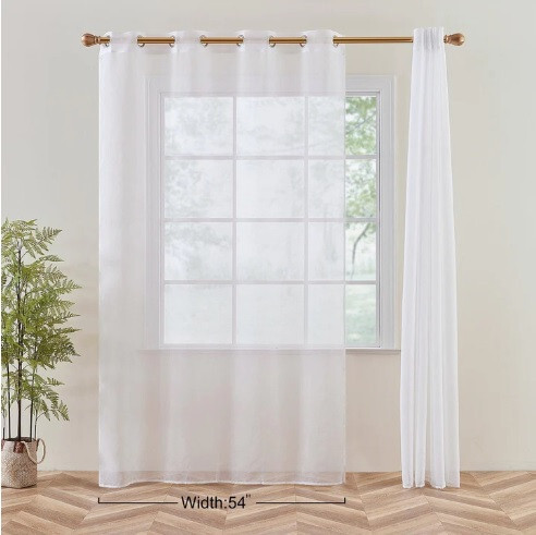 Topfinel-Vorhang halbtransparent, 300 x 240 cm, 2Stück (weiß)