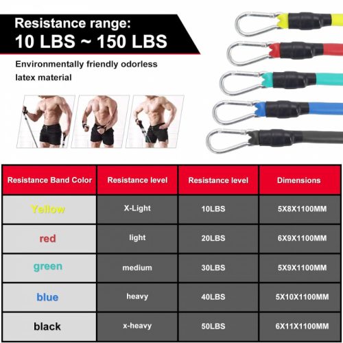 Fitbody Fitness Gummiseil für Krafttraining 11 Stück (Farbe)