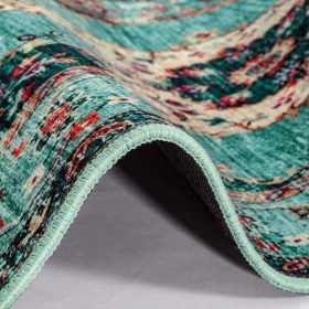   Taleta Durham Türkisfarbener Blumen-Bodenteppich für den Innenbereich, 80 x 150 cm