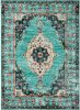Taleta Durham Türkisfarbener Blumen-Bodenteppich für den Innenbereich, 80 x 150 cm