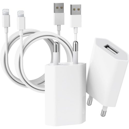 iPhone-Ladegerät – 【Apple MFI-Zertifikat】 5-W-USB-Ladeadapter und USB-Lightning-Ladekabel (1 m), 2er-Pack