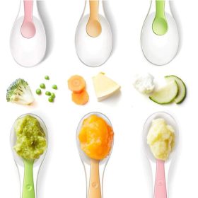   TheToddly Fütterlöffel aus weichem Silikon für Babys und Kleinkinder, 4Stück (Orange, Blau, Rosa, Grün)