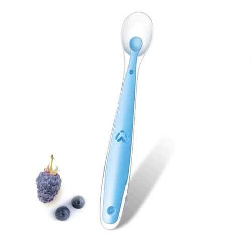 TheToddly Fütterlöffel aus weichem Silikon für Babys und Kleinkinder, 4Stück (Orange, Blau, Rosa, Grün)