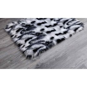 HEQUN Kunstpelzteppich 60x90cm (Schwarz und Weiß)