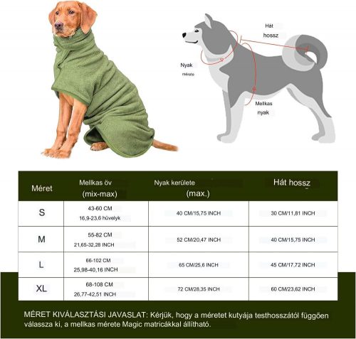 Happy Hachi Mikrofaser-Bademantel für Hunde L (Grün)