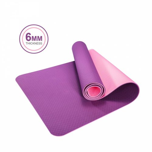 Umweltfreundliche TPE-Yogamatte mit Tasche, 6mm dick (Magenta-Pink), 66 x 183 cm