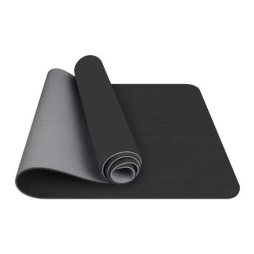 Umweltfreundliche TPE-Yogamatte mit Tasche, 6mm dick (Grau-Dunkelgrau)