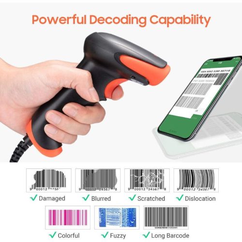 Tera 1500C 1D CCD USB-Hand-Barcodescanner mit Kabel – Schnelles und genaues Scannen vom Bildschirm