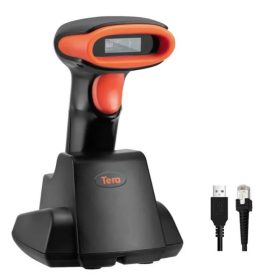  Tera D6100 Drahtloser Barcode-Scanner 2, 4GHz, 1D/2D-QR-Code-Scanner mit Ladestation