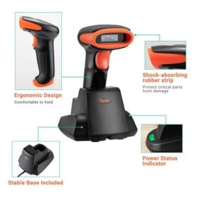   Tera D6100 Drahtloser Barcode-Scanner 2, 4GHz, 1D/2D-QR-Code-Scanner mit Ladestation