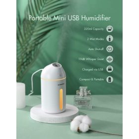   Homasy 320 ml tragbarer Mini-Luftbefeuchter mit kühlem Nebel (weiß)