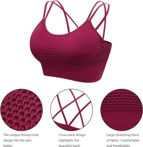 HBselect Sport-BH (3 Stück – Schwarz, Grau, Burgund)